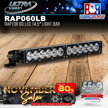 Ultra Vision Lighting RAP060LB4v2 Raptor 60 LED 14.5" Light Bar - 4000K & Combo