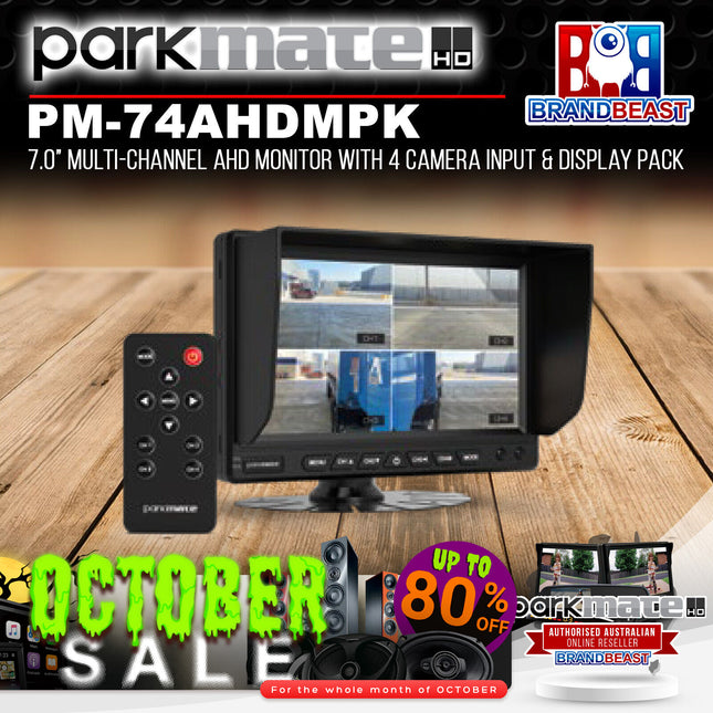 Parkmate PM-74AHDMPK 7.0" Multi-Channel AHD Monitor with 4 Camera Input & Display Pack