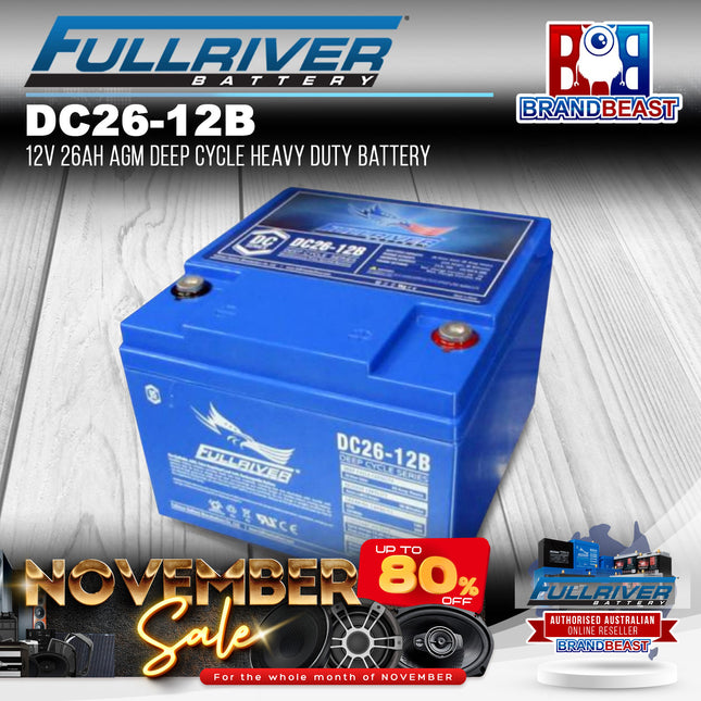 Fullriver DC26-12B DC Series 12V 26Ah AGM Deep Cycle Heavy Duty Battery