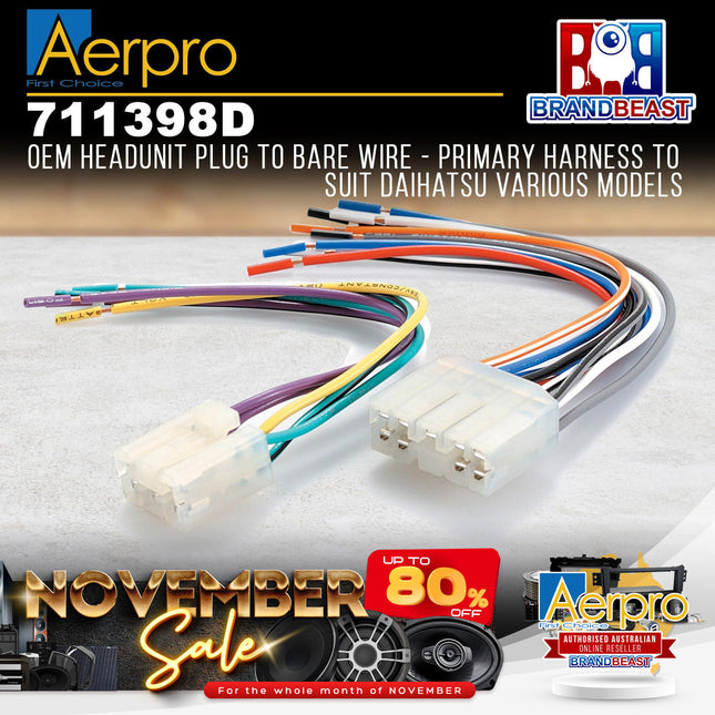 Aerpro 711398D Replacement OEM Headunit Harness Suit Daihatsu Various Models