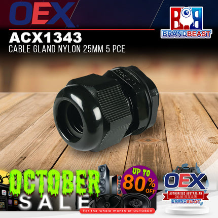 OEX ACX1343 Cable Gland Nylon 25mm 5 Pce
