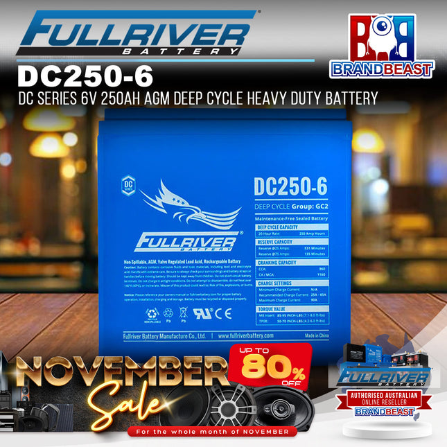 Fullriver DC250-6 DC Series 6V 250Ah AGM Deep Cycle Heavy Duty Battery