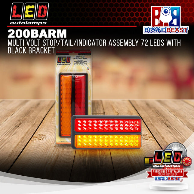 LED Autolamps 200BARM Multi Volt Stop/Tail/Indicator Assembly 72 LEDs Bracket