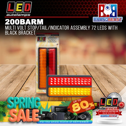 LED Autolamps 200BARM Multi Volt Stop/Tail/Indicator Assembly 72 LEDs Bracket