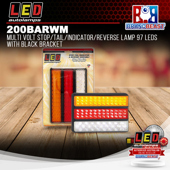 LED Autolamps 200BARWM MultiVolt Stop/Tail/Indicator/Reverse Lamp 97 LED Bracket
