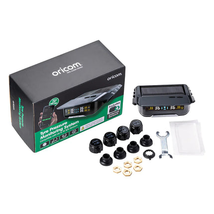 Oricom TPMS10-8E Tyre Pressure Monitoring System with 8 External Sensors and App Functionality