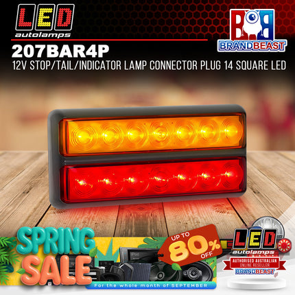LED Autolamps 207BAR4P 12V Stop/Tail/Indicator Lamp Connector Plug 14 Square LED