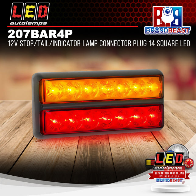 LED Autolamps 207BAR4P 12V Stop/Tail/Indicator Lamp Connector Plug 14 Square LED