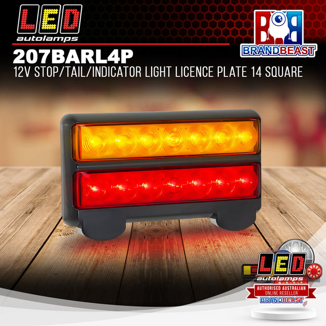 LED Autolamps 207BARL4P 12V Stop/Tail/Indicator Light Licence Plate 14 Square