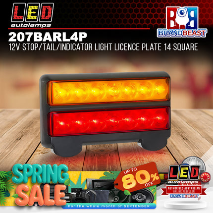 LED Autolamps 207BARL4P 12V Stop/Tail/Indicator Light Licence Plate 14 Square