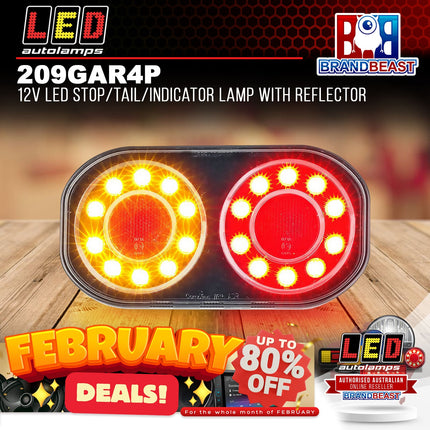 LED Autolamps 209GAR4P 12V LED Stop/Tail/Indicator Lamp With Reflector