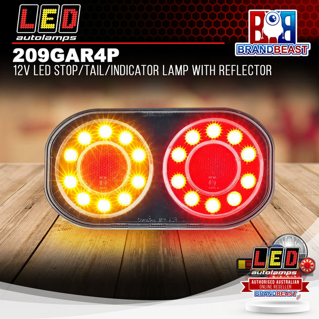 LED Autolamps 209GAR4P 12V LED Stop/Tail/Indicator Lamp With Reflector