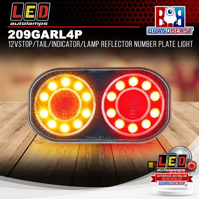LED Autolamps 209GARL4P 12V Stop/Tail/Indicator/Lamp Reflector Number Plate Light