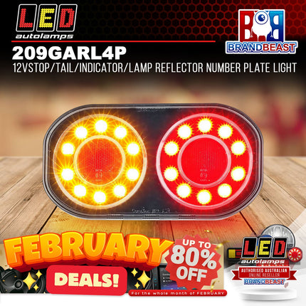 LED Autolamps 209GARL4P 12V Stop/Tail/Indicator/Lamp Reflector Number Plate Light