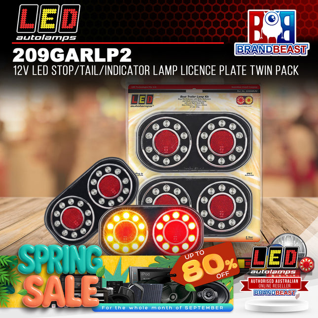 LED Autolamps 209GARLP2 12V LED Stop/Tail/Indicator Lamp Licence Plate Twin Pack