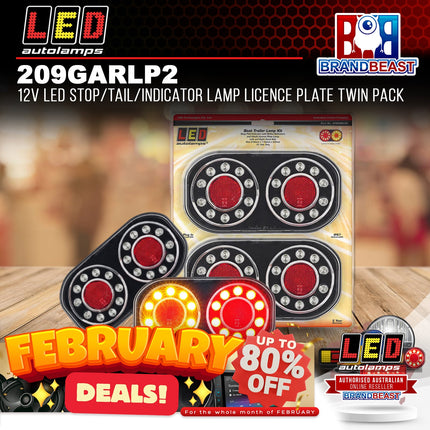 LED Autolamps 209GARLP2 12V LED Stop/Tail/Indicator Lamp Licence Plate Twin Pack