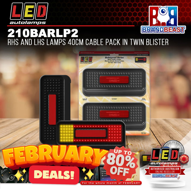 LED Autolamps 210BARLP2 RHS and LHS Lamps 40cm Cable Pack In Twin Blister