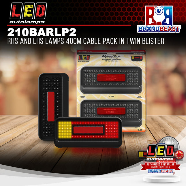 LED Autolamps 210BARLP2 RHS and LHS Lamps 40cm Cable Pack In Twin Blister