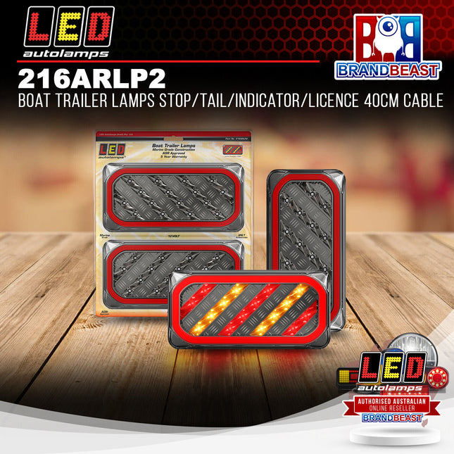 LED Autolamps 216ARLP2 Boat Trailer Lamps Stop/Tail/Indicator/Licence 40cm Cable