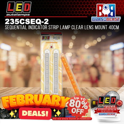 LED Autolamps 235CSEQ-2 12V Sequential Indicator Strip Lamp Clear Lens Mount 40cm