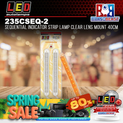 LED Autolamps 235CSEQ-2 12V Sequential Indicator Strip Lamp Clear Lens Mount 40cm