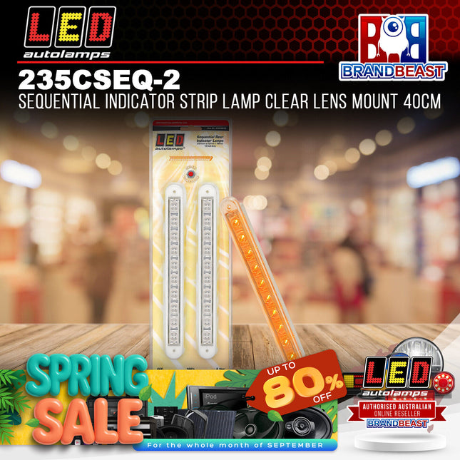 LED Autolamps 235CSEQ-2 12V Sequential Indicator Strip Lamp Clear Lens Mount 40cm