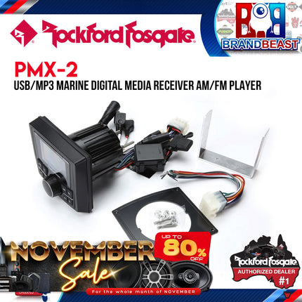 Rockford Fosgate PMX-2 Punch Marine Compact AM/FM/WB Digital Media Receiver