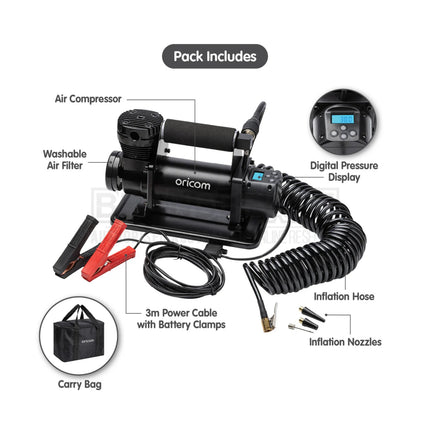 Oricom AIR20 Portable Air Compressor with Backlit Digital Display
