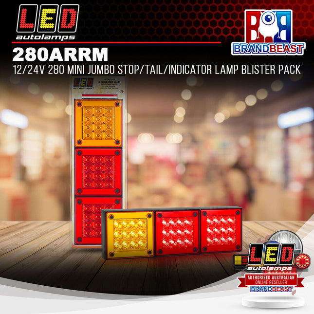 LED Autolamps 280ARRM 12/24V 280 Mini Jumbo Stop/Tail/Indicator Lamp BlisterPack