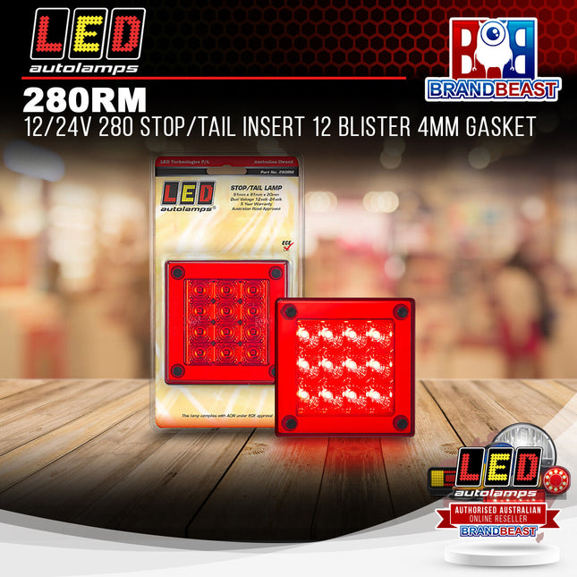 LED Autolamps 280RM 12/24V 280 Stop/Tail Insert 12 Blister 4mm Gasket