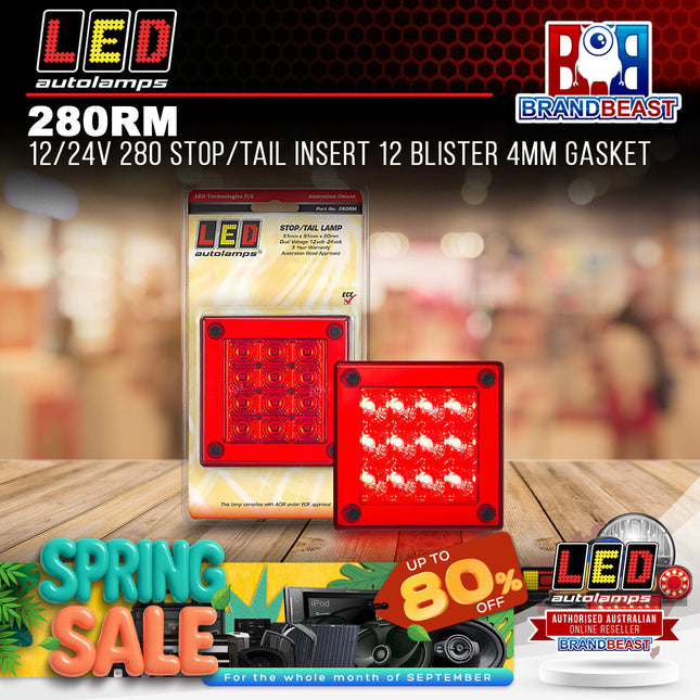 LED Autolamps 280RM 12/24V 280 Stop/Tail Insert 12 Blister 4mm Gasket