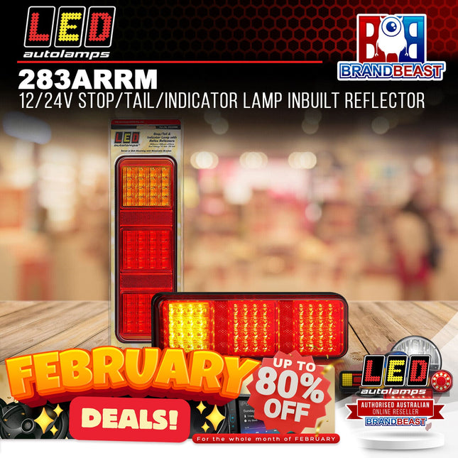 LED Autolamps 283ARRM 12/24V Stop/Tail/Indicator Lamp Inbuilt Reflector