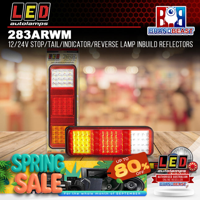 LED Autolamps 283ARWM 12/24V Stop/Tail/Indicator/Reverse Lamp Inbuild Reflector