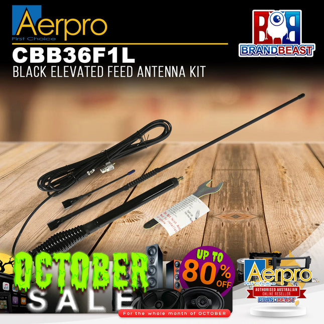 Aerpro CBB36F1L 3dBi/6dBi 477MHz Black Elevated Feed UHF Antenna Kit