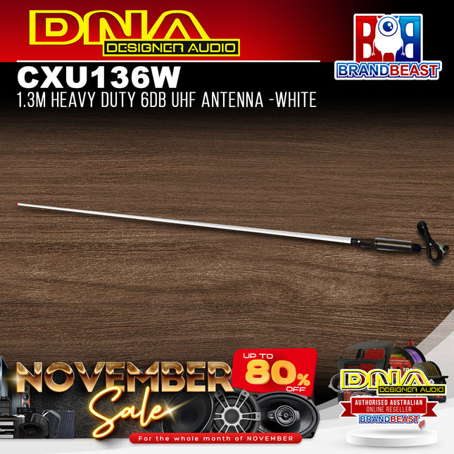 DNA CXU136W 6dB 1.3m Heavy Duty UHF Antenna - White