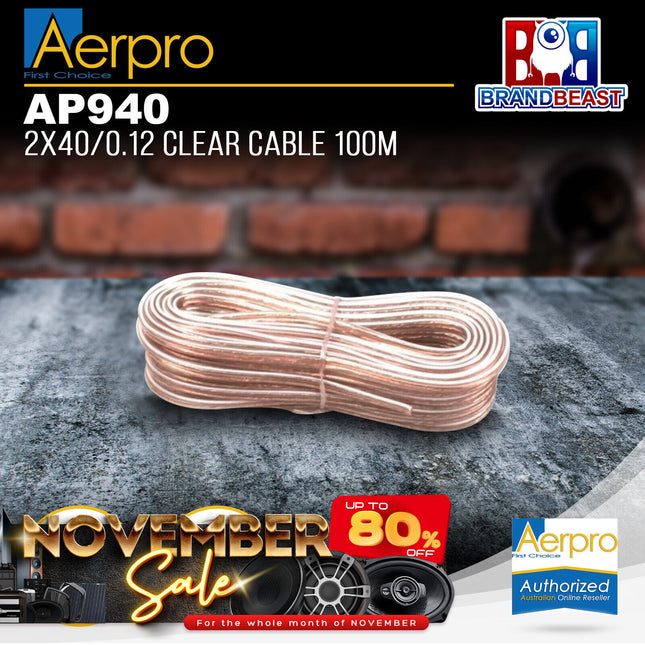 Aerpro AP940 100m 2x40/0.12 Clear Cable