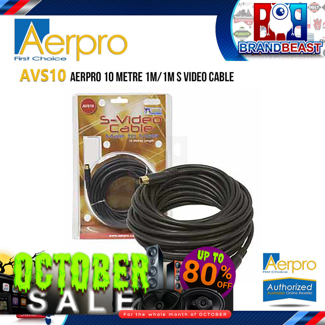Aerpro AVS10 10 Metre 1 Male to 1 Male S-Video Cable