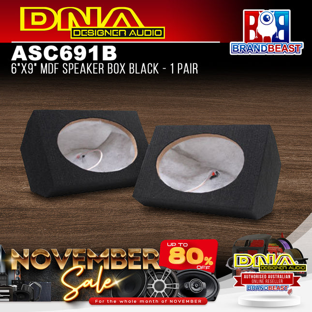 DNA ASC691B 6x9 Inch MDF Speaker Box Black - 1 Pair