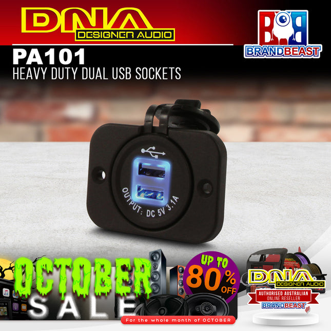 DNA PA101 12V 20A Heavy-Duty Dual USB Flush Mount Socket