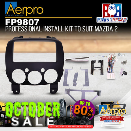 Aerpro FP9807 Kanatechs Double DIN Install Kit Suit Mazda 2 Demio DE 2007 - 2014
