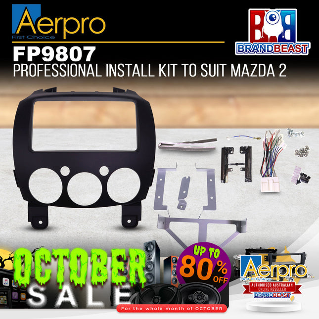 Aerpro FP9807 Kanatechs Double DIN Install Kit Suit Mazda 2 Demio DE 2007 - 2014