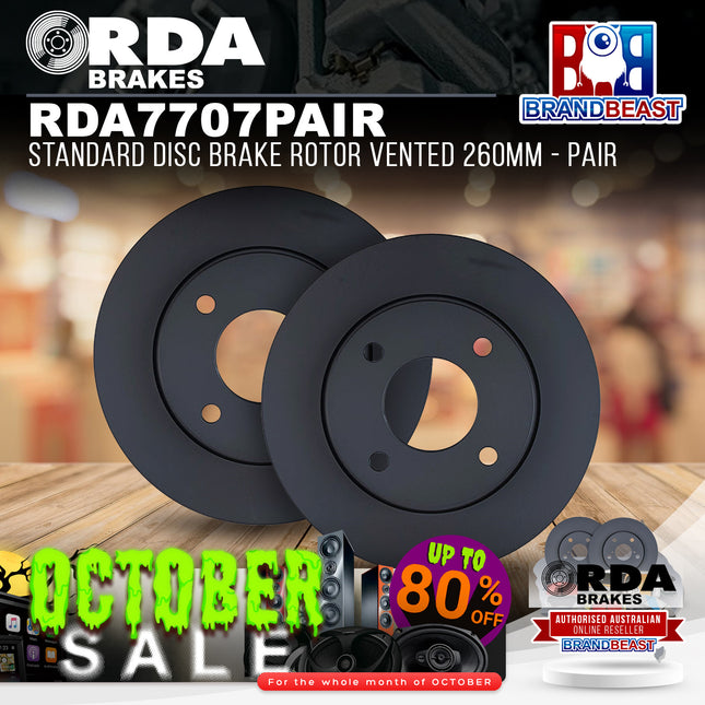 RDA Brakes RDA7707 Standard Disc Brake Rotor Vented 260mm - Pair