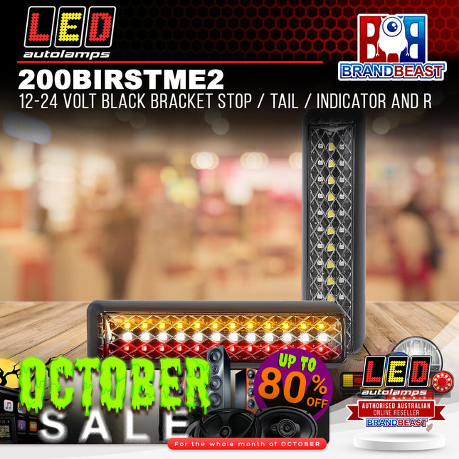 LED Autolamps 200BIRSTME2 12-24 Volt Black Bracket Stop / Tail / Indicator and R