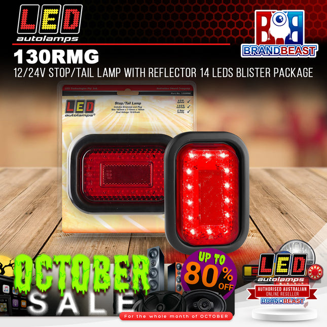 LED Autolamps 130RMG 12/24V Stop/Tail Lamp Reflector 14 LEDs Blister Package