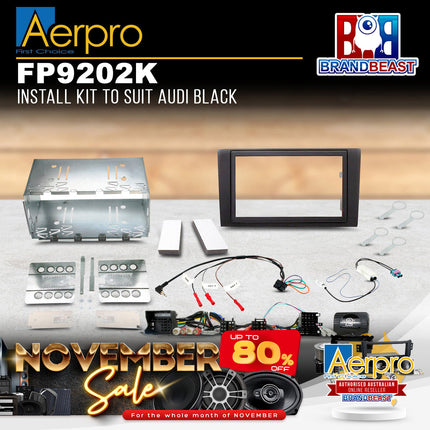 Aerpro FP9202K Double DIN Black Install Kit Suit Audi A4 2001 - 2008
