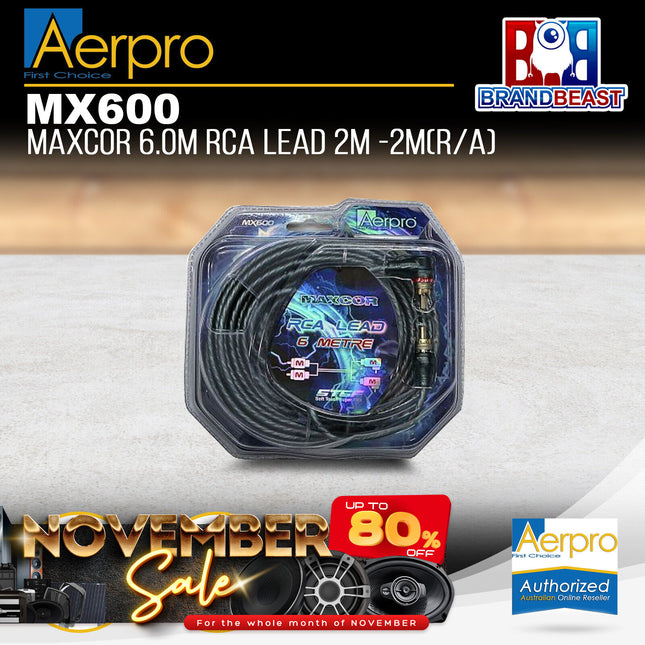 Aerpro MX600 6m 2 Male to 2 Male RCA Lead R/A