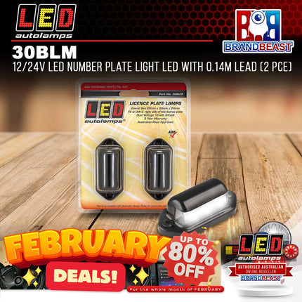 LED Autolamps 30BLM 12/24V LED Number Plate Light LED With 0.14M Lead (2 Pce)