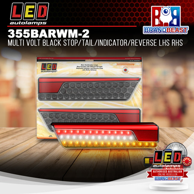 LED Autolamps 355BARWM-2 Multi Volt Black Stop/Tail/Indicator/Reverse LHS RHS
