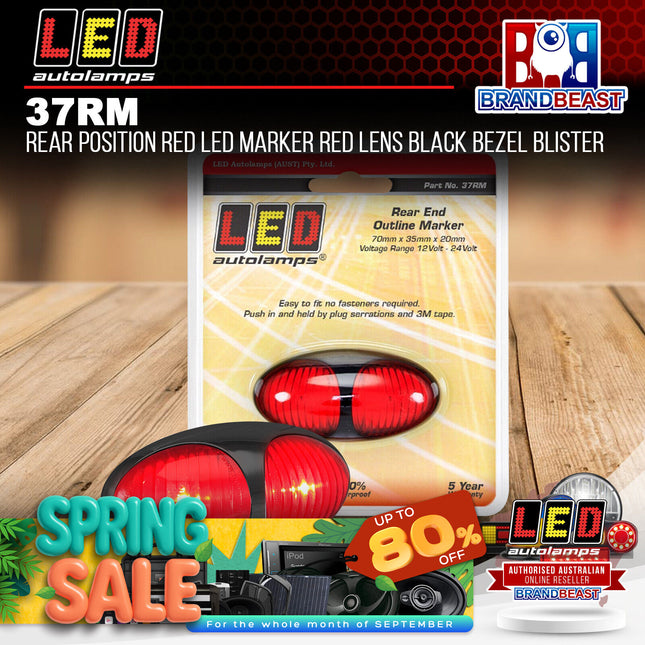 LED Autolamps 37RM Rear Position Red LED Marker Red Lens Black Bezel Blister