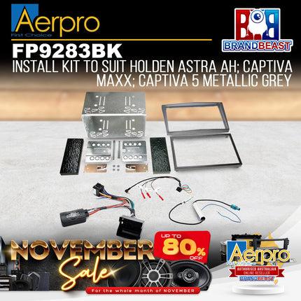 Aerpro FP9283BK Double DIN Metallic Grey Install Kit Suit Holden Various Models